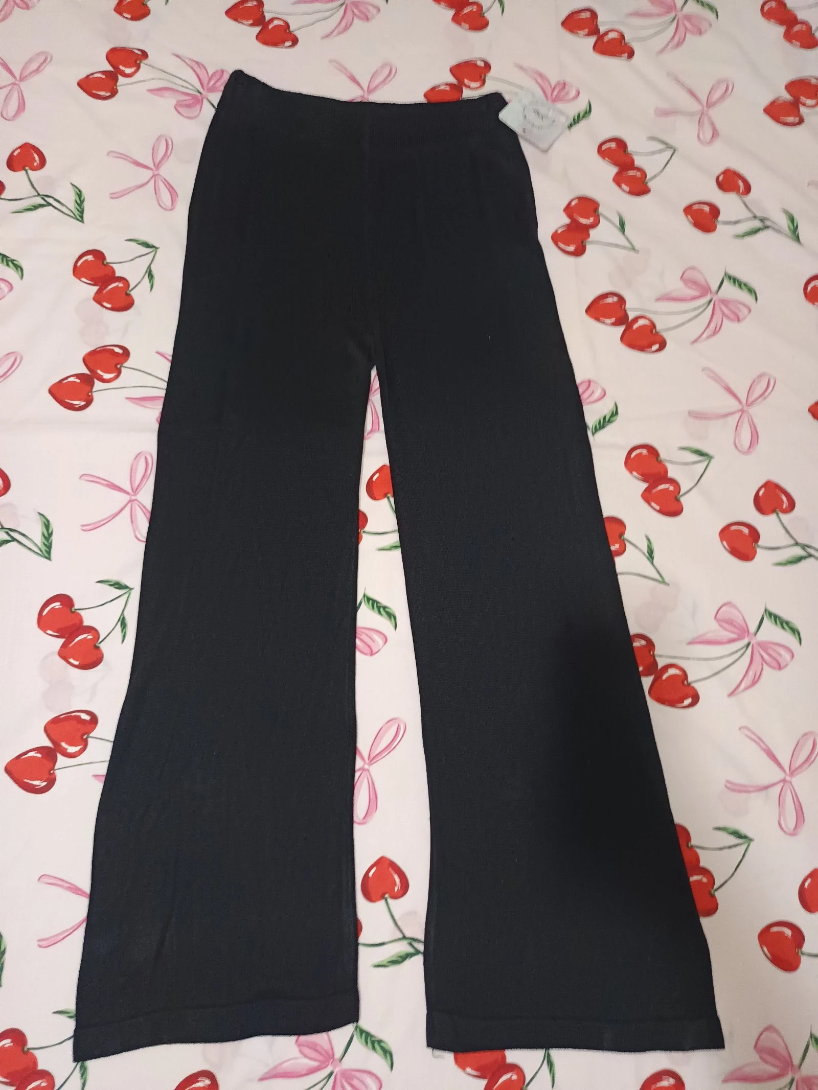 Pantalón negro de hilo/punto talla única 36-42